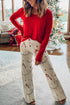 Solid Top and Christmas Pants Two Piece Lounge Set